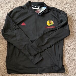 Adidas Black and Red Blackhawks Bomber Jacket